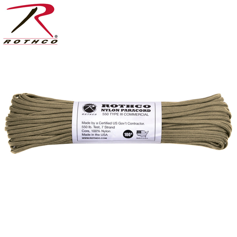 Rothco Nylon Paracord Type III 550 LB 100FT