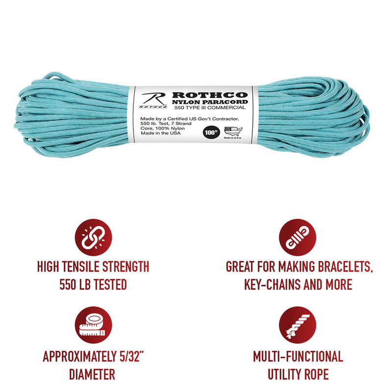 Rothco Nylon Paracord Type III 550 LB 100FT