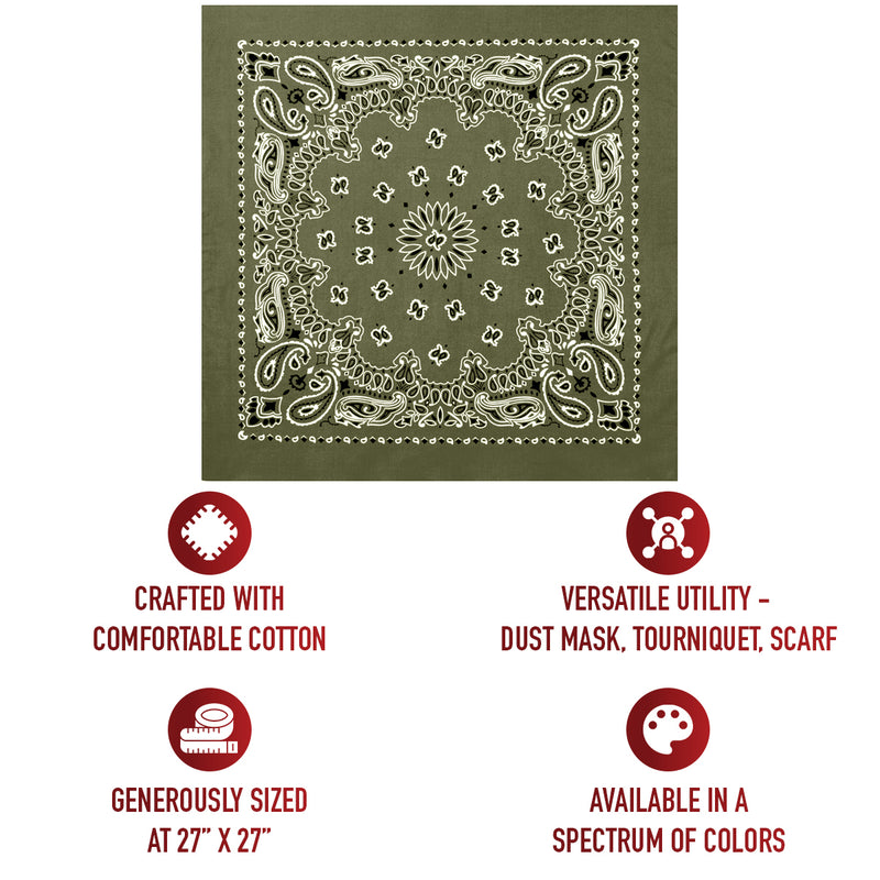 Rothco Trainmen Paisley Bandana – Extra-Large 27” X 27"