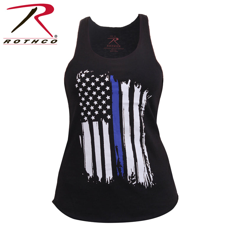 Women Thin Blue Line Flag Racerback Tank Top