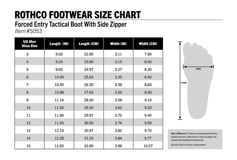 Rothco Forced Entry Tactical Boot With Side Zipper / 8"