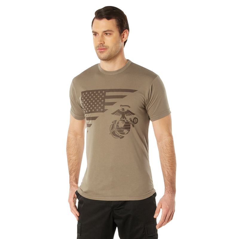 Rothco USMC Eagle, Globe, & Anchor Moisture Wicking T-Shirt - AR 670-1 Coyote Brown