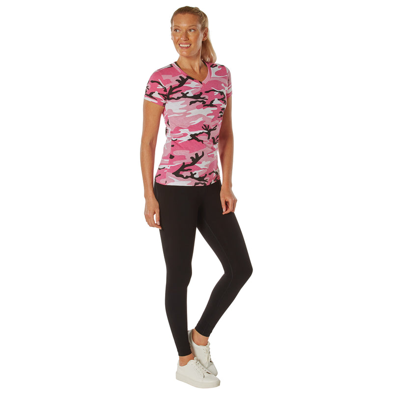 Rothco Womens Long Length Camo V-Neck T-Shirt