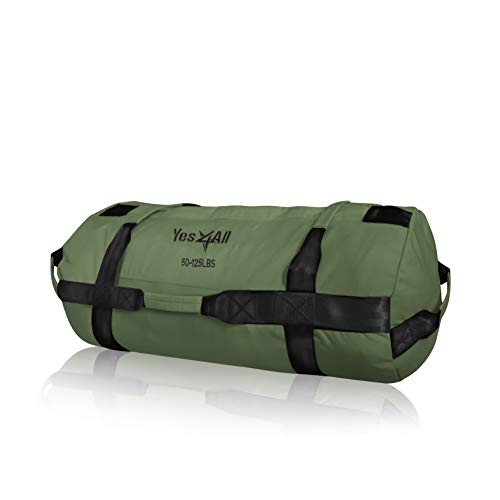 Yes4All Workout Sandbags, Heavy Duty Sandbags for Fitness, Conditioning, MMA & Combat Sports - Army Green - S