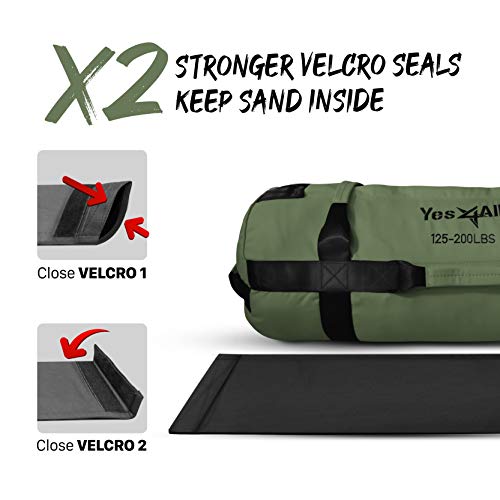 Yes4All Workout Sandbags, Heavy Duty Sandbags for Fitness, Conditioning, MMA & Combat Sports - Army Green - S