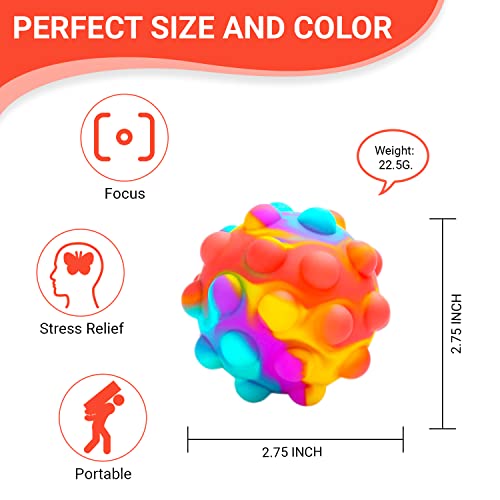 Push Pop Bubble Fidget Sensory Toy - for Autism, Stress, Anxiety - Kids and Adults (Rainbow Square)