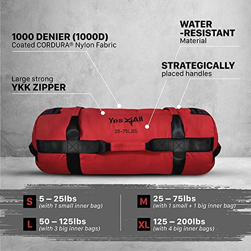Yes4All Workout Sandbags, Heavy Duty Sandbags for Fitness, Conditioning, MMA & Combat Sports - Army Green - S