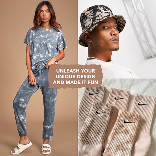 Neutral Black Tie Dye Kit Including Tan & Charcoal Grey Dye - 3 Pack Black Tie Dye Kit with 6 Refills Soda Ash Included Gray Tie Dye Party Supplies - DIY a Trendy Monochromatic Look (Gray Fabric Dye)