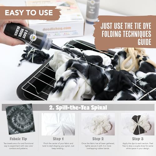 Neutral Black Tie Dye Kit Including Tan & Charcoal Grey Dye - 3 Pack Black Tie Dye Kit with 6 Refills Soda Ash Included Gray Tie Dye Party Supplies - DIY a Trendy Monochromatic Look (Gray Fabric Dye)