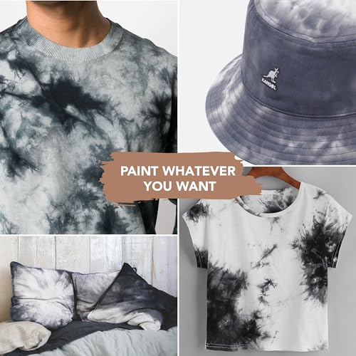 Neutral Black Tie Dye Kit Including Tan & Charcoal Grey Dye - 3 Pack Black Tie Dye Kit with 6 Refills Soda Ash Included Gray Tie Dye Party Supplies - DIY a Trendy Monochromatic Look (Gray Fabric Dye)