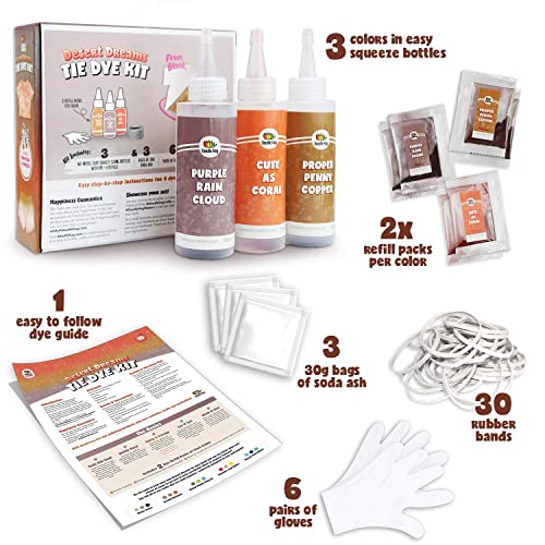 Neutral Black Tie Dye Kit Including Tan & Charcoal Grey Dye - 3 Pack Black Tie Dye Kit with 6 Refills Soda Ash Included Gray Tie Dye Party Supplies - DIY a Trendy Monochromatic Look (Gray Fabric Dye)