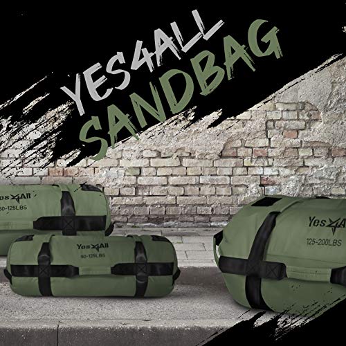 Yes4All Workout Sandbags, Heavy Duty Sandbags for Fitness, Conditioning, MMA & Combat Sports - Army Green - S