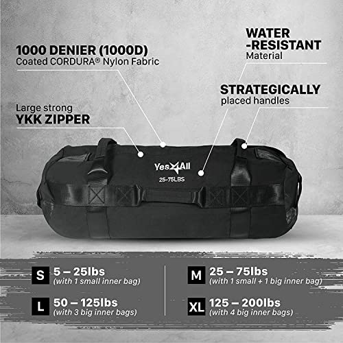 Yes4All Workout Sandbags, Heavy Duty Sandbags for Fitness, Conditioning, MMA & Combat Sports - Army Green - S