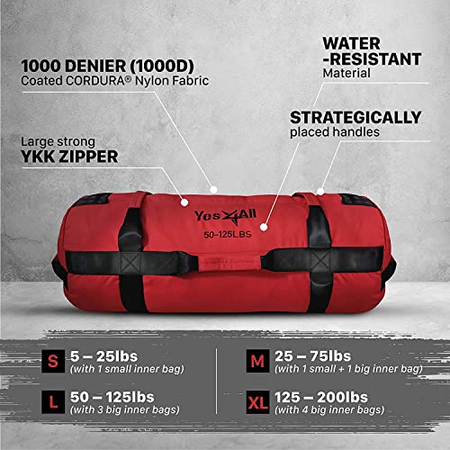 Yes4All Workout Sandbags, Heavy Duty Sandbags for Fitness, Conditioning, MMA & Combat Sports - Army Green - S