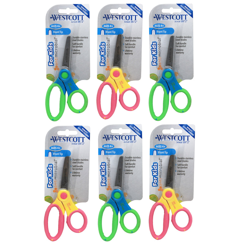 (6 Ea) Microban 5in Ultra Soft Handle Scissor Blunt