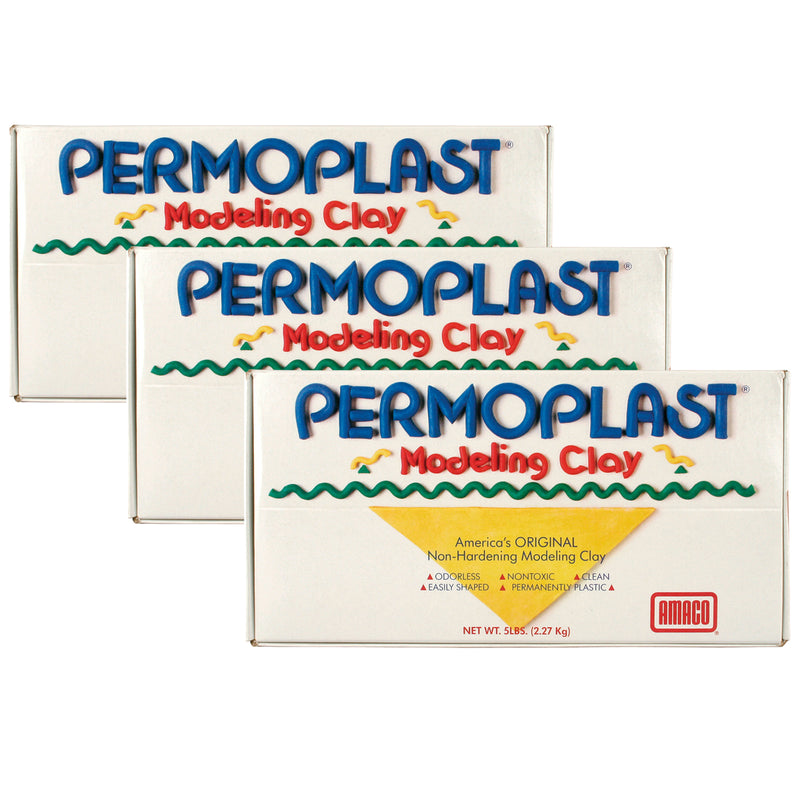 (3 Ea) Permoplast Clay Cream 1lb Non Hardening