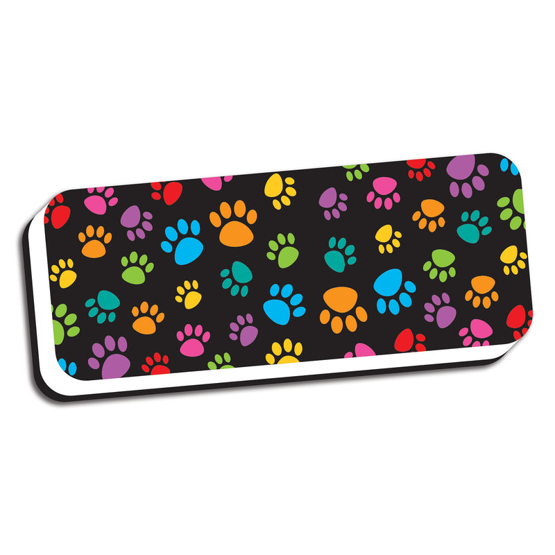 Magnetic Whiteboard Eraser, Colorful Assorted Paw Pattern, 2" x 5", Pack of 6