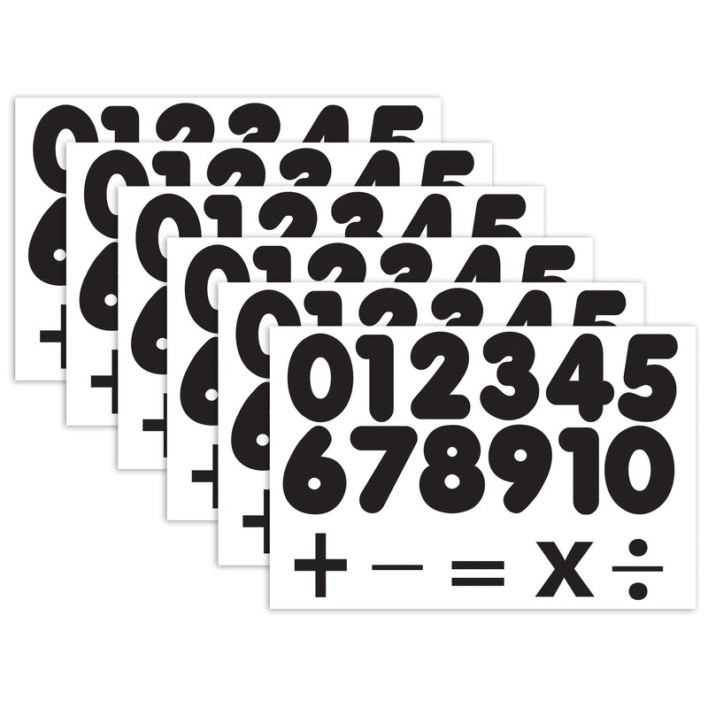 Die-Cut Magnetic Black Number Set, 1.75", 32 Pieces Per Pack, 6 Packs