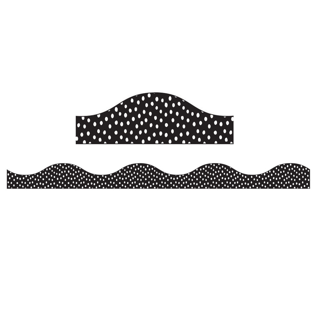 Magnetic Border White Messy Dots On Black