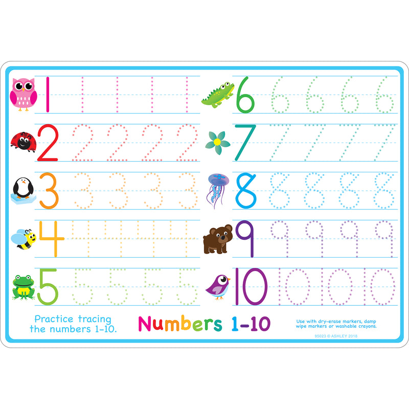 Numbers 1-10 Learning Mat 2 Sided Write On Wipe Off