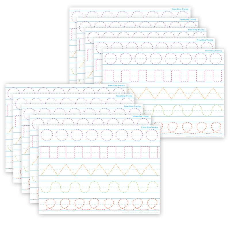 Smart Poly® PosterMat Pals™ Space Savers, 13" x 9-1-2", Prewriting Tracing, Pack of 10