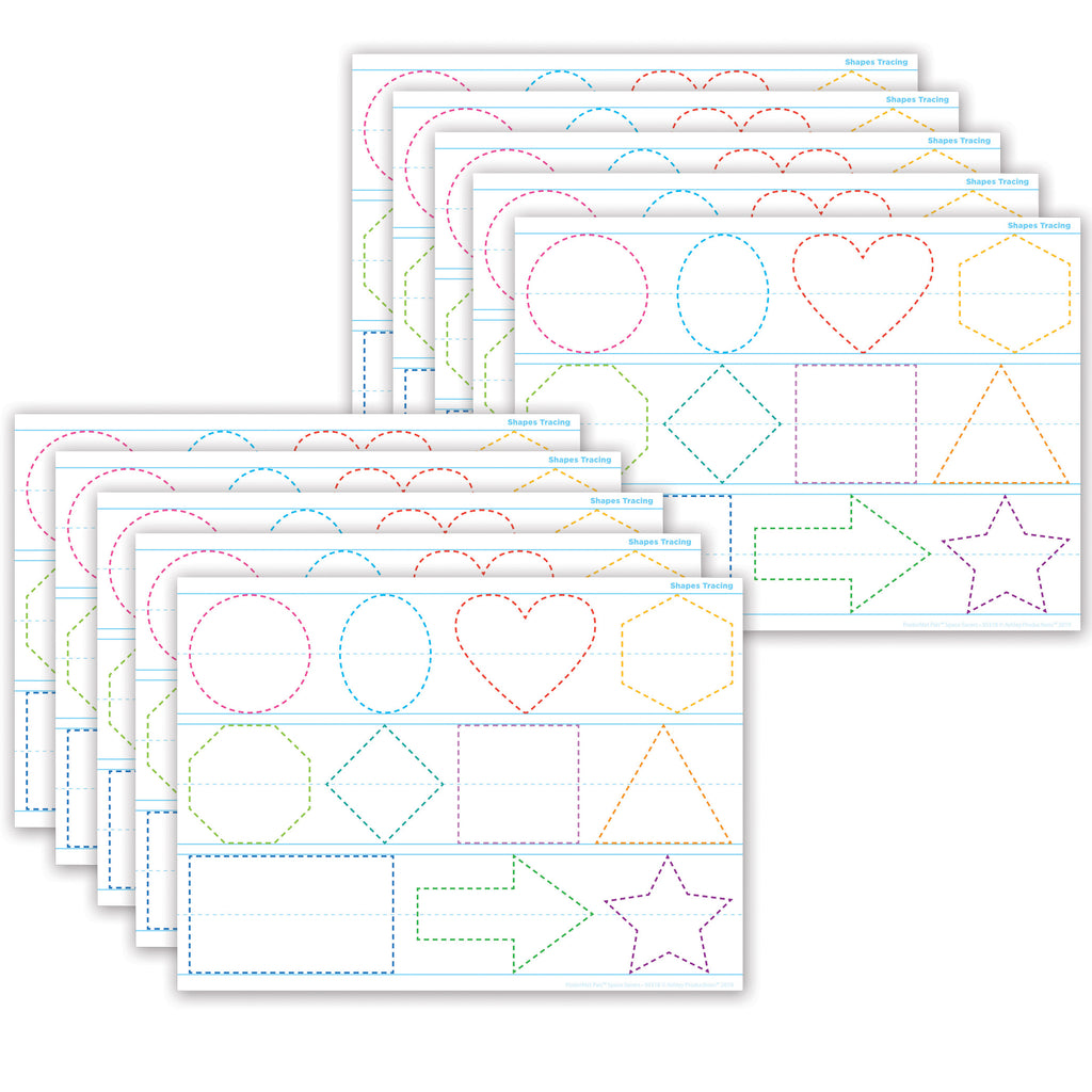 Smart Poly® PosterMat Pals™ Space Savers, 13" x 9-1-2", Shapes Tracing, Pack of 10