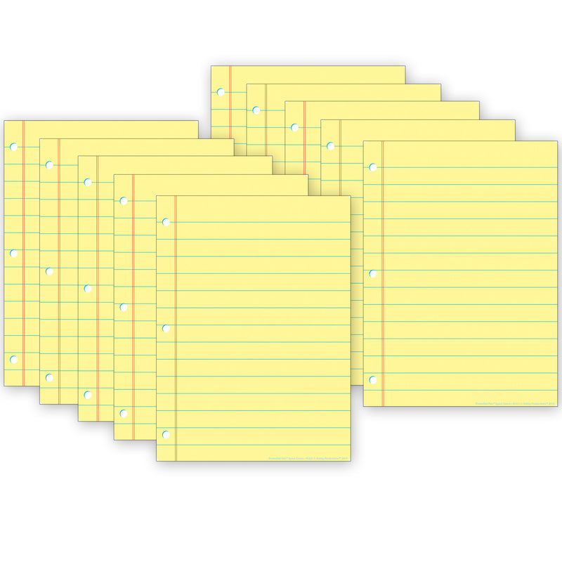 Smart Poly® PosterMat Pals™ Space Savers, 13" x 9-1-2", Yellow Notebook Paper, Pack of 10