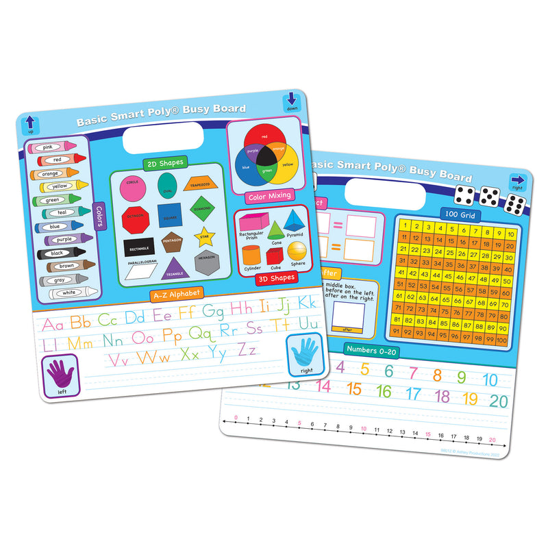Smart Poly® Educational Activity Busy Board, Dry Erase with Marker, 10-3-4" x 10-3-4", Educational Basics Combination