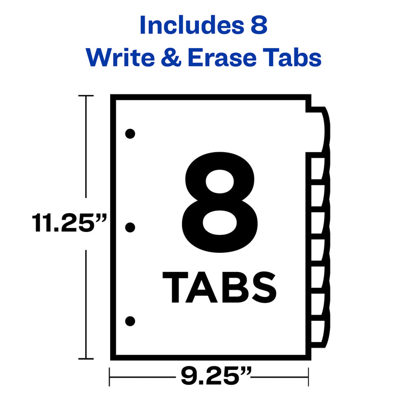 (3 Pk) 8 Tab Dividers W-pockets Translucent