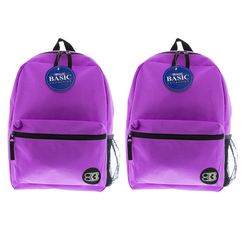 (2 Ea) 16in Purple Basic Backpack