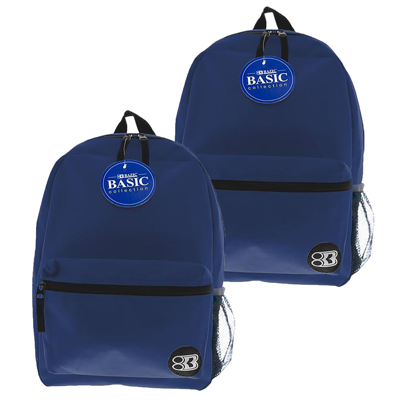 (2 Ea) 16in Navy Blue Basic Back Pack