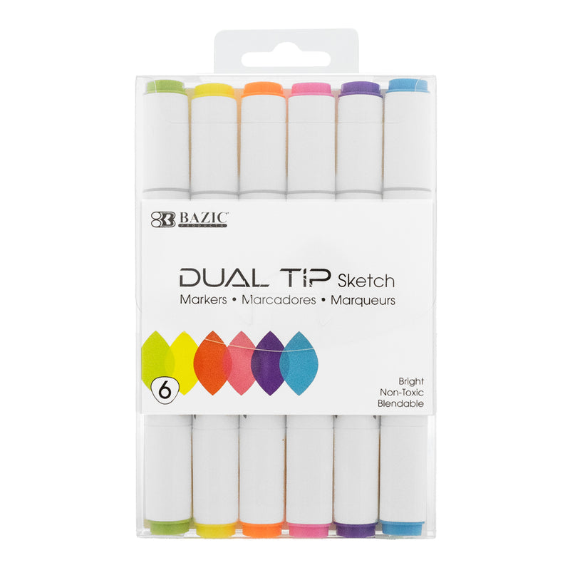 (3 Pk) 6 Fluor Colr 2tip Markers