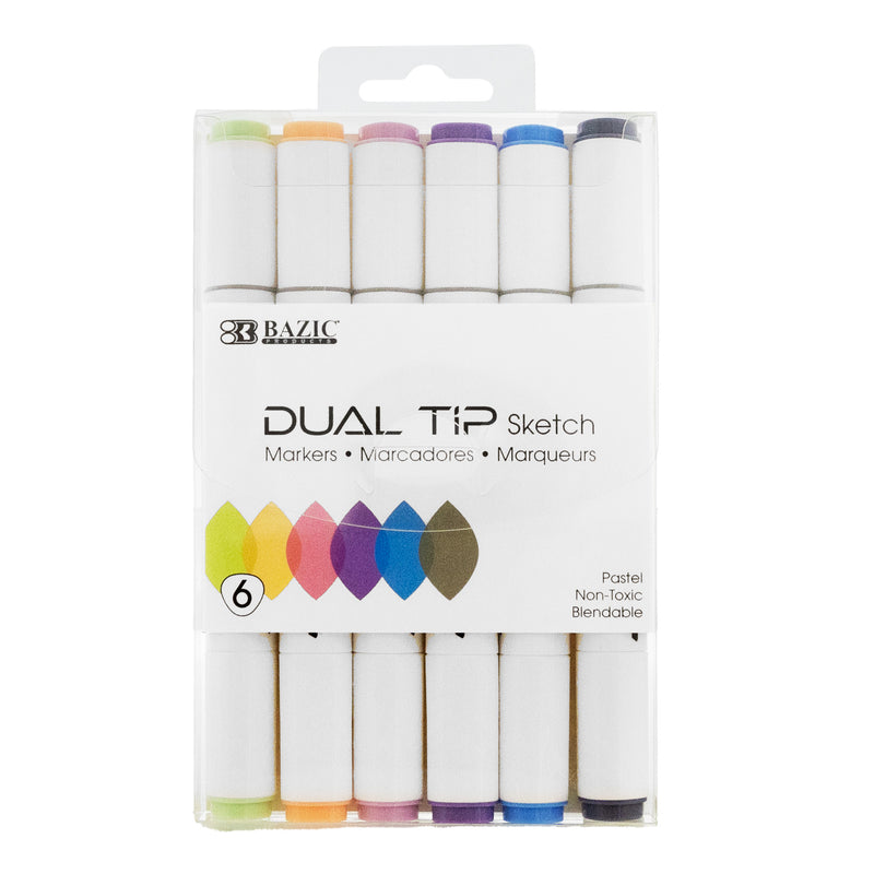 (3 Pk) 6 Pastel Dual Tip Marker