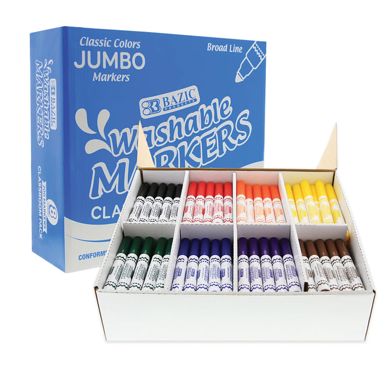Washable Markers Jumbo 200ct 8 Colors Class Pk