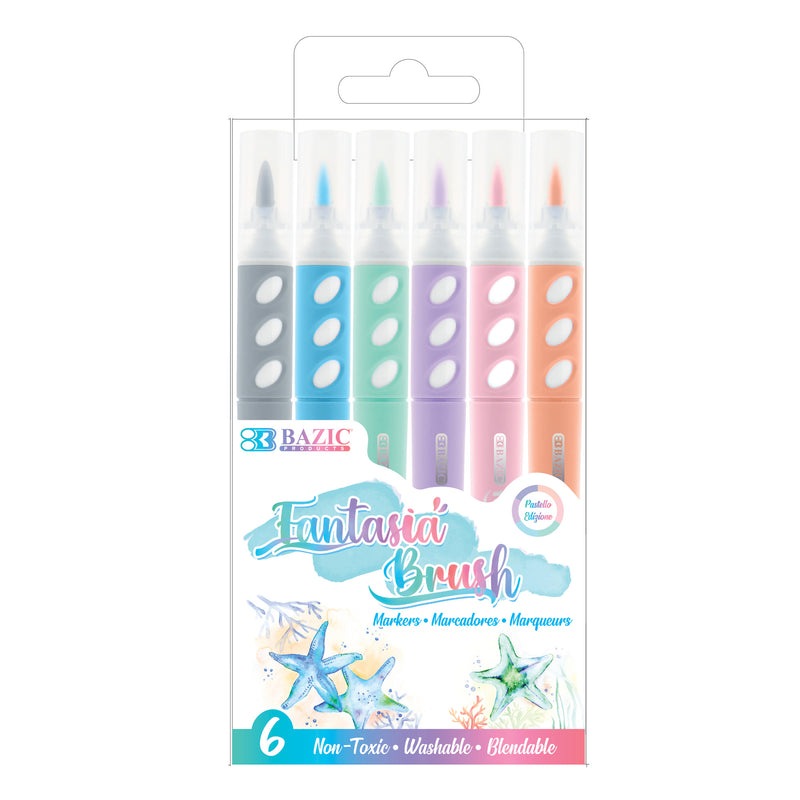 (12 Pk) 6 Pastel Color Brush Marker
