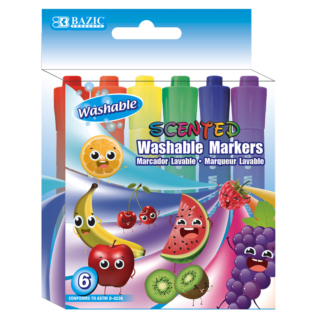 (12 Pk) Washable Markers Scented 6 Colors