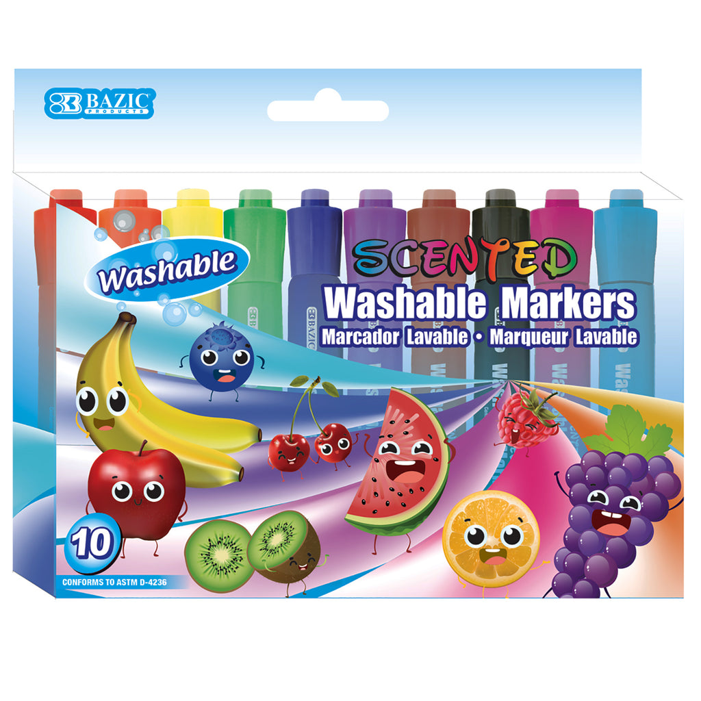 (6 Pk) Washable Markers Scented 10 Colors