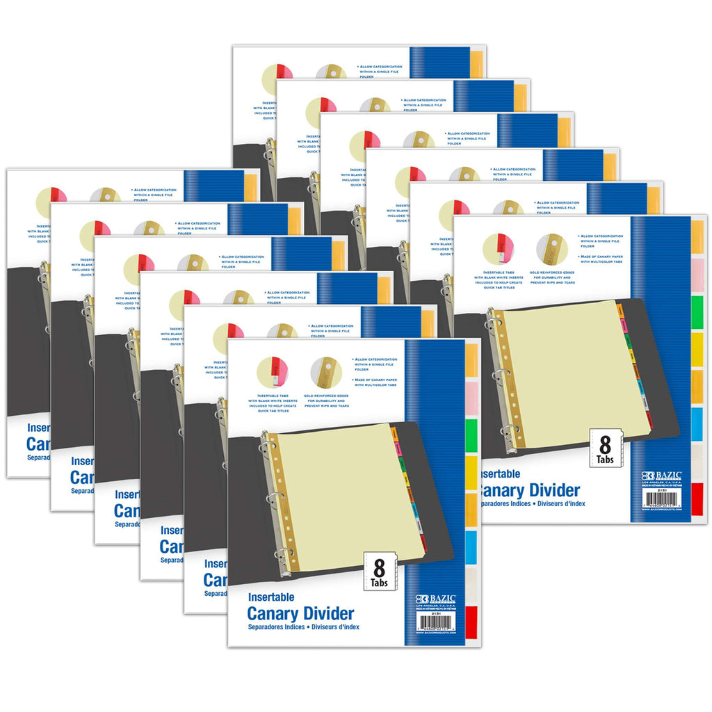 (12 St) Paper Dividers W-8 Clr Tabs