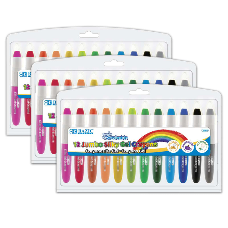 (3 Bx) 12 Color Jumbo Gel Crayons