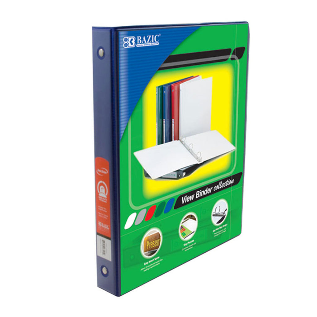 3 Ring Binder W- 2 Pockets 1in Blue