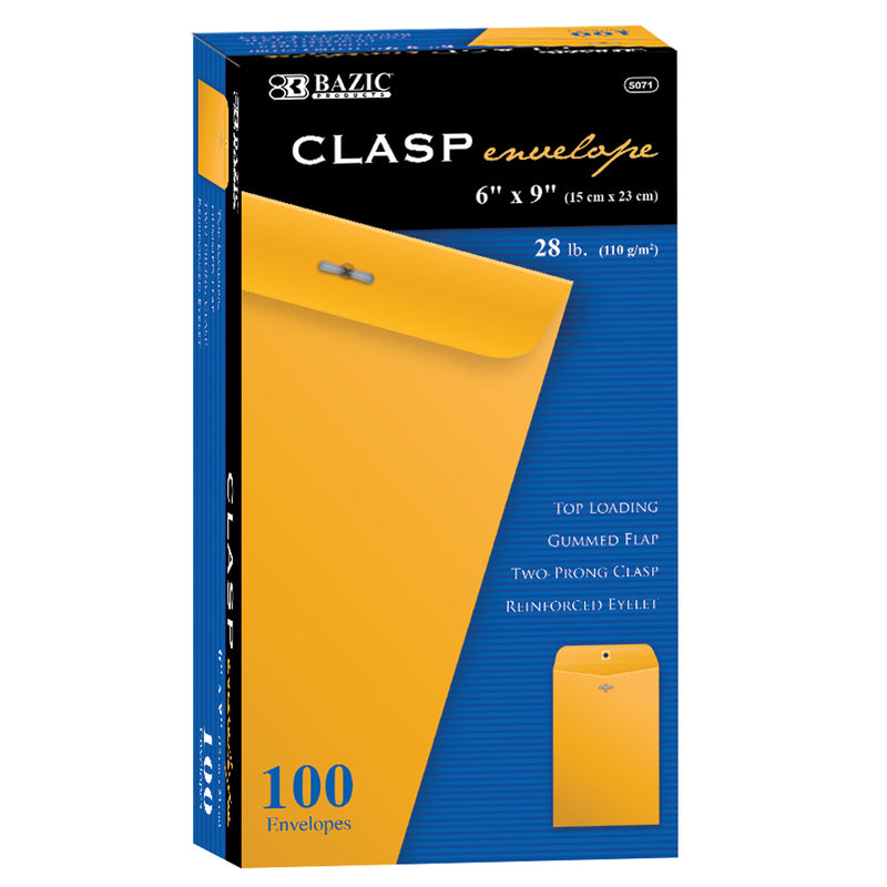 Bazic Clasp Envelopes 6 X 9 100 Pk