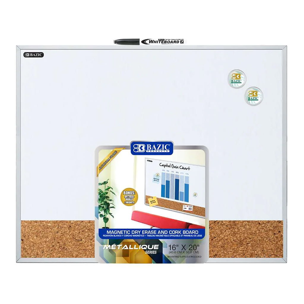 Dry Erase Cork Combo Board 16x20in Aluminum Framed