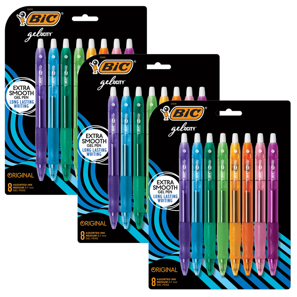 (3 Pk) Gelocity 8ct Asst Med Pens Retractable