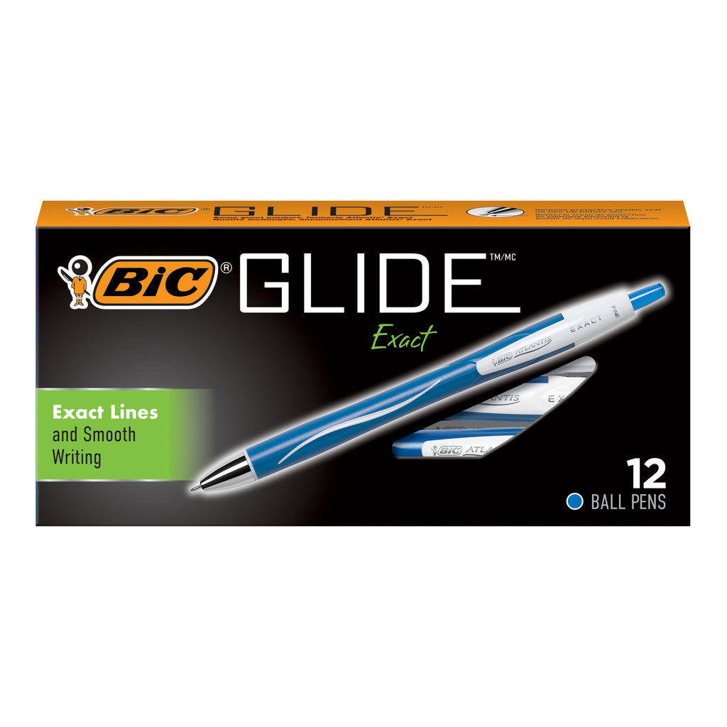 Glide™ Exact Retractable Ball Point Pen, Fine Point (0.7 mm), Blue, 12-Count