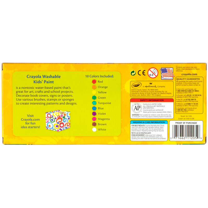 Washable Kids Paint 10 Colors