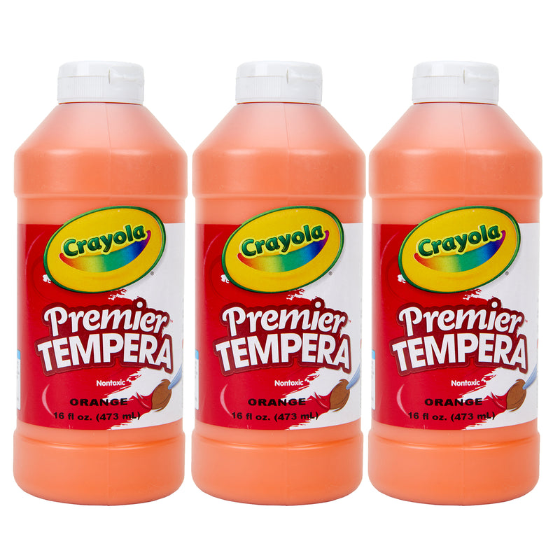 (3 Ea) 16oz Orange Premier Tempera Crayola