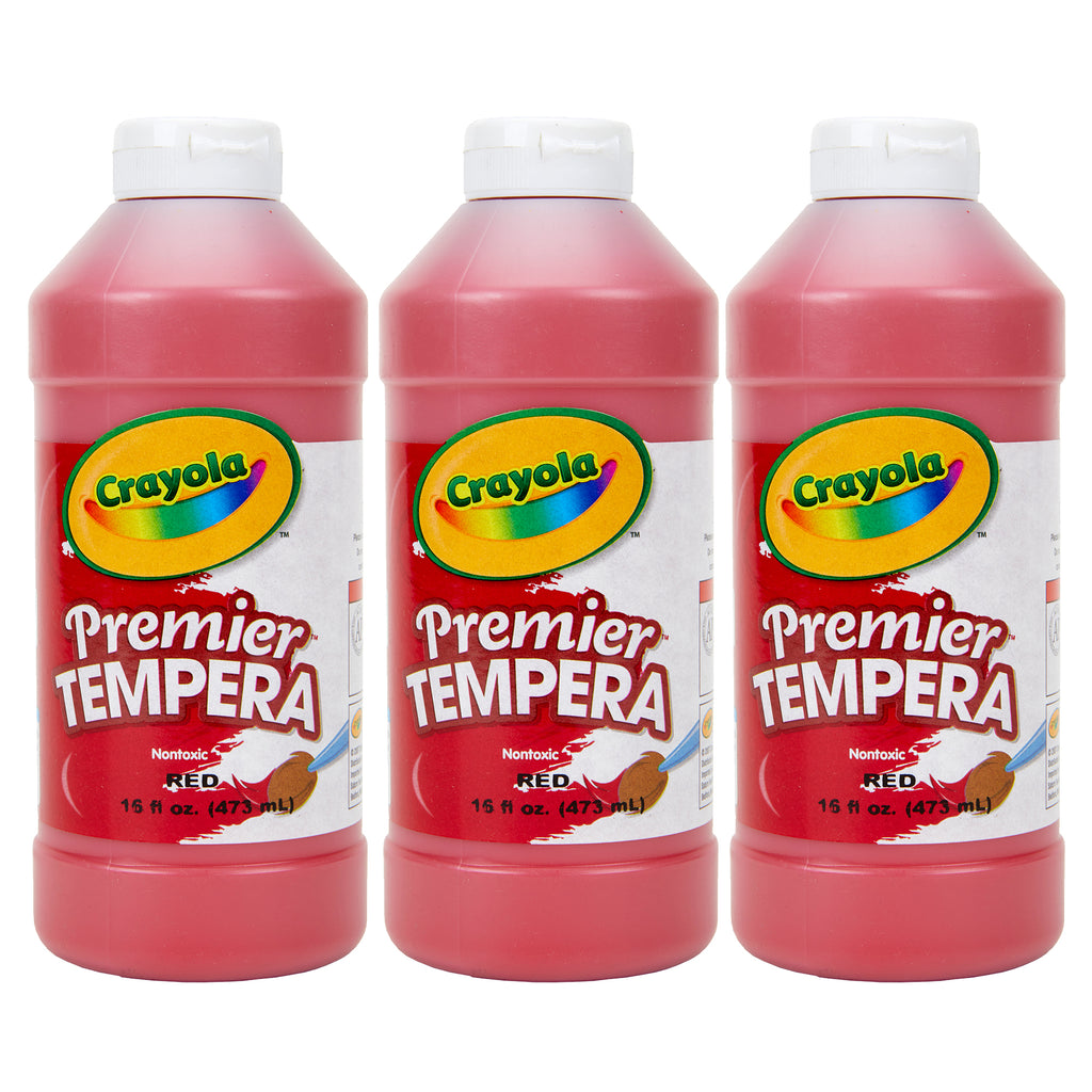 (3 Ea) 16oz Red Premier Tempera Crayola