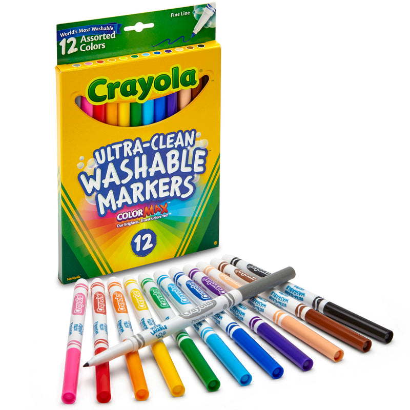 Crayola Washable Markers 12ct Asst Colors Fine Tip