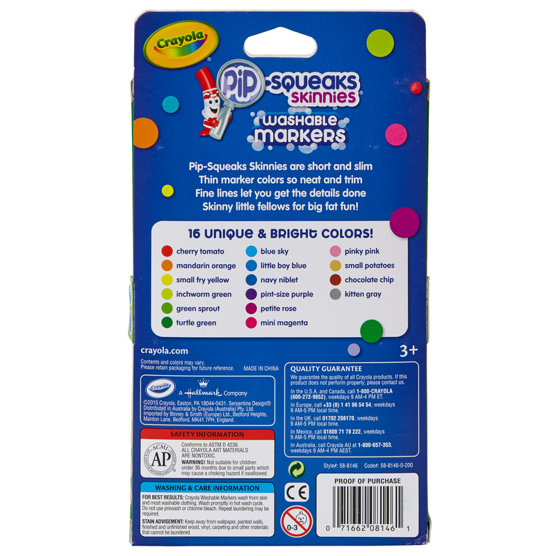 16 Ct Pip Squeaks Skinnies Markers