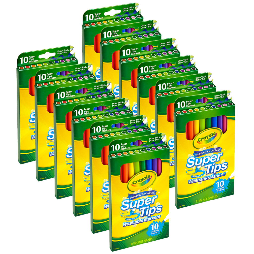 (12 Pk) 10 Ct Washable Super Tips Markers
